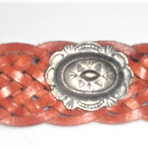 ST5 Leather BELT Big BUCKLE Weaved Leather 40" Braided Leather Handmade - Picture 3 of 9
